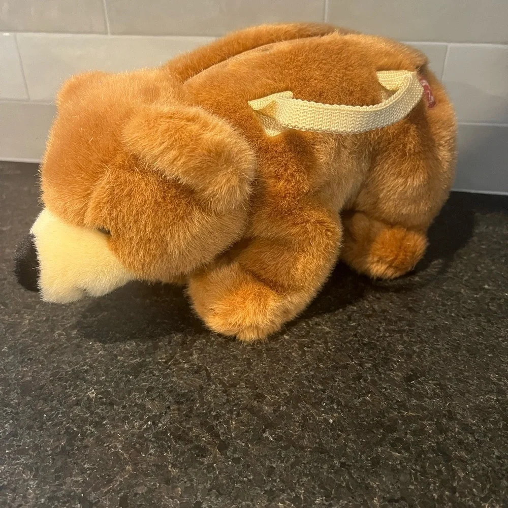 Fancy Zoo Plush Stuffed Animal Purse Brown Bear Handbag Zipper Closure Kids 12